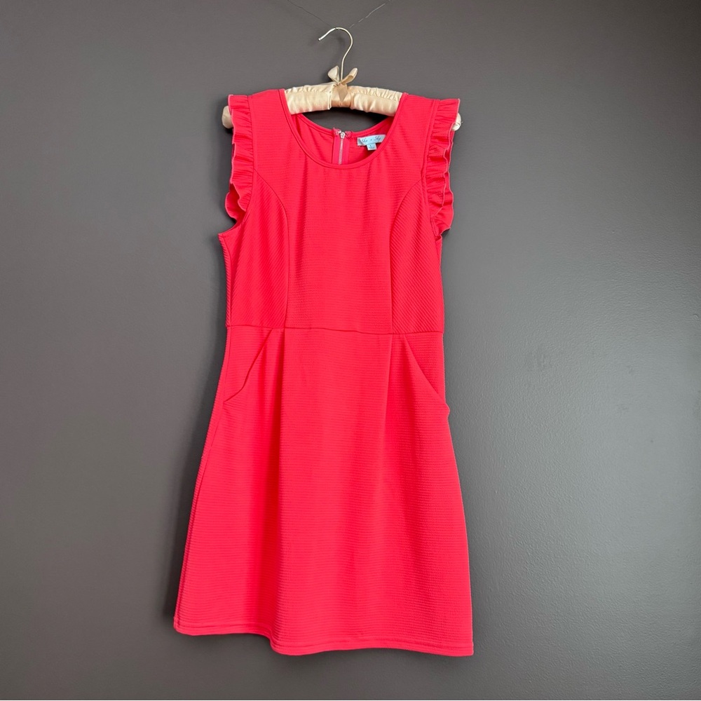 She and Sky Vibrant Coral Mini Dress